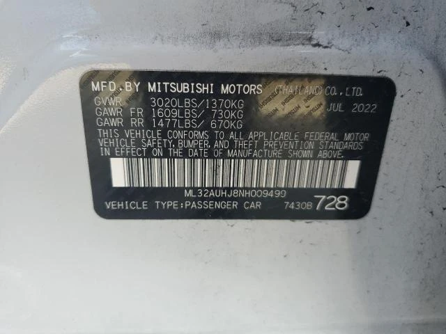 Photo 13 VIN: ML32AUHJ8NH009499 - MITSUBISHI MIRAGE ES 