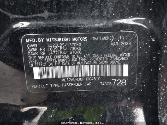 Photo 8 VIN: ML32AUHJ8PH004810 - MITSUBISHI MIRAGE 