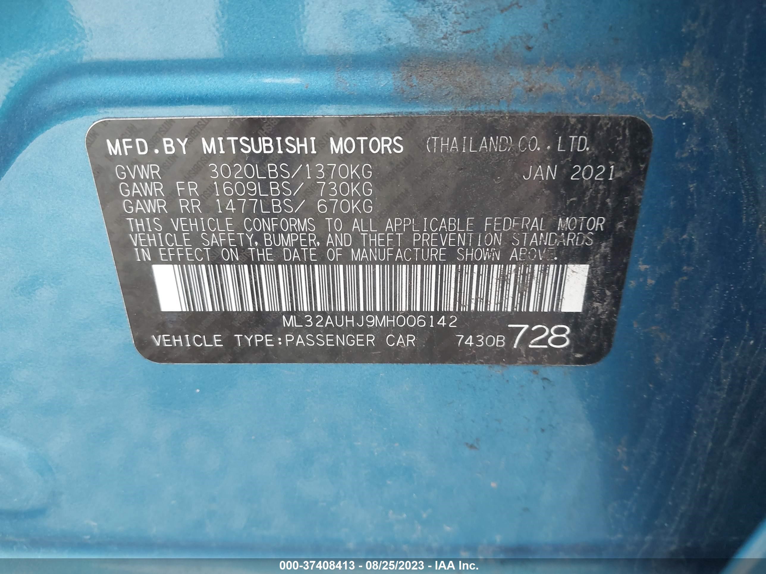 Photo 8 VIN: ML32AUHJ9MH006142 - MITSUBISHI MIRAGE 