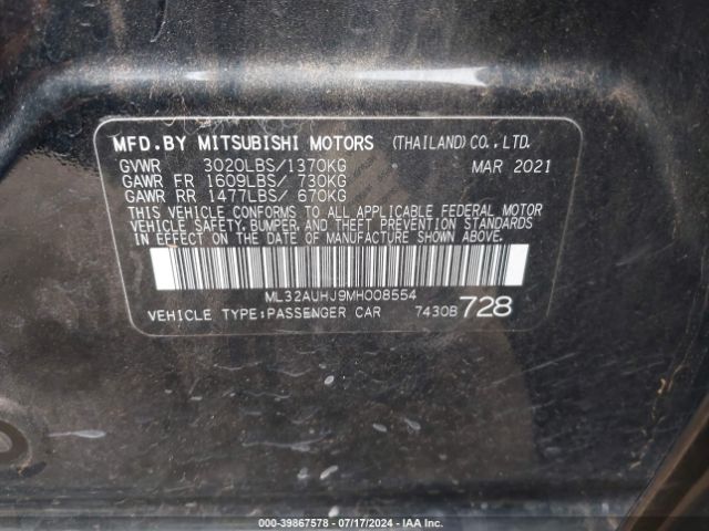 Photo 8 VIN: ML32AUHJ9MH008554 - MITSUBISHI MIRAGE 