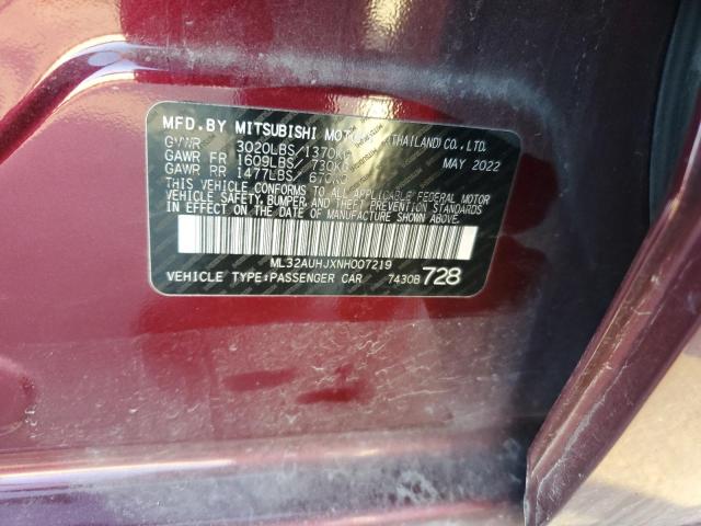 Photo 12 VIN: ML32AUHJXNH007219 - MITSUBISHI MIRAGE ES 