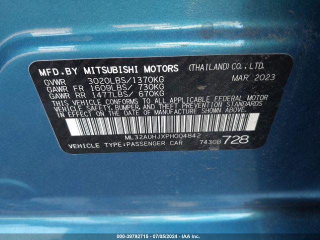 Photo 8 VIN: ML32AUHJXPH004842 - MITSUBISHI MIRAGE 