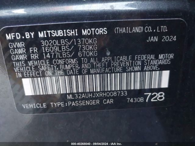 Photo 8 VIN: ML32AUHJXRH008733 - MITSUBISHI MIRAGE 