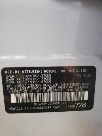 Photo 11 VIN: ML32AWHJ0NH001621 - MITSUBISHI MIRAGE SE 