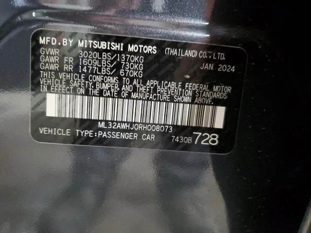 Photo 11 VIN: ML32AWHJ0RH008073 - MITSUBISHI MIRAGE SE 