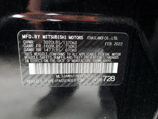 Photo 9 VIN: ML32AWHJ1NH006245 - MITSUBISHI MIRAGE SE 