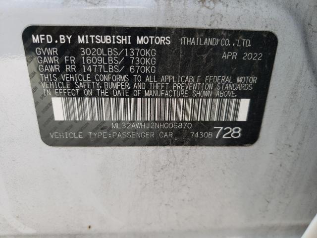 Photo 11 VIN: ML32AWHJ2NH006870 - MITSUBISHI MIRAGE 