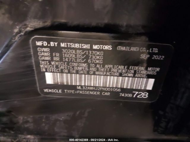 Photo 8 VIN: ML32AWHJ2PH001056 - MITSUBISHI MIRAGE 