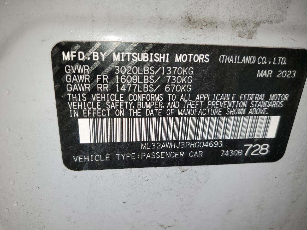 Photo 11 VIN: ML32AWHJ3PH004693 - MITSUBISHI MIRAGE 