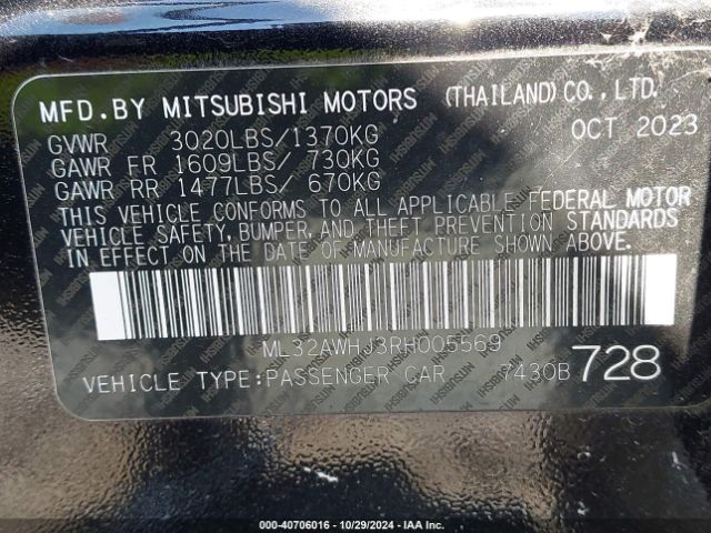 Photo 8 VIN: ML32AWHJ3RH005569 - MITSUBISHI MIRAGE 