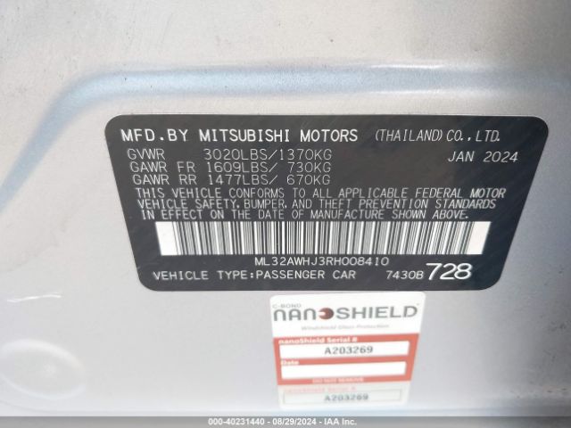 Photo 8 VIN: ML32AWHJ3RH008410 - MITSUBISHI MIRAGE 