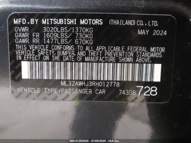 Photo 8 VIN: ML32AWHJ3RH012778 - MITSUBISHI MIRAGE 