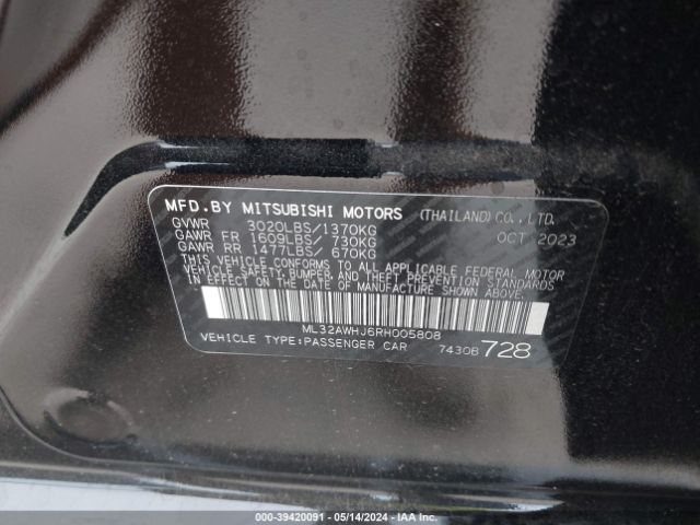 Photo 8 VIN: ML32AWHJ6RH005808 - MITSUBISHI MIRAGE 