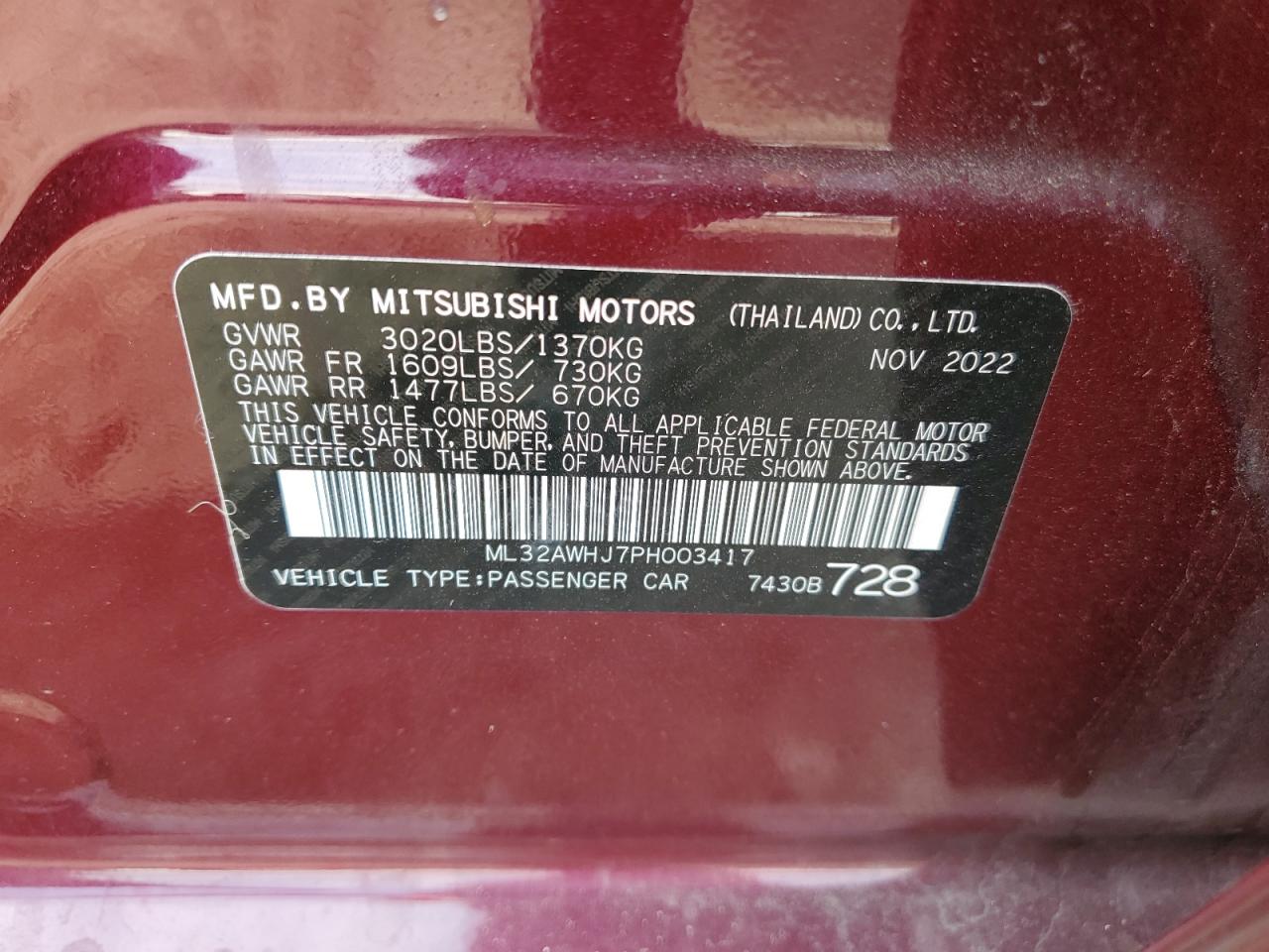 Photo 11 VIN: ML32AWHJ7PH003417 - MITSUBISHI MIRAGE 