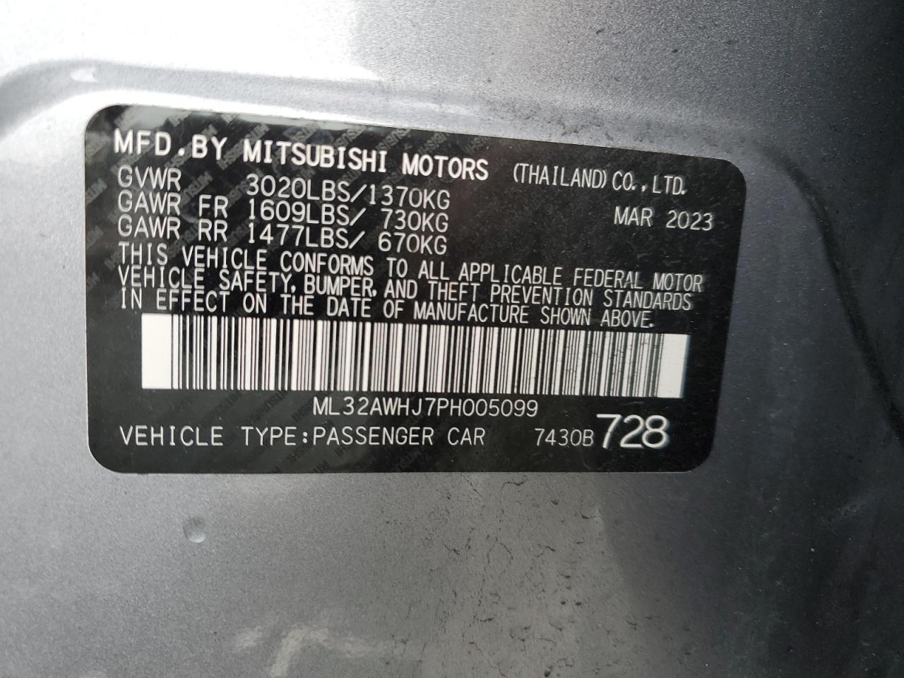 Photo 11 VIN: ML32AWHJ7PH005099 - MITSUBISHI MIRAGE 