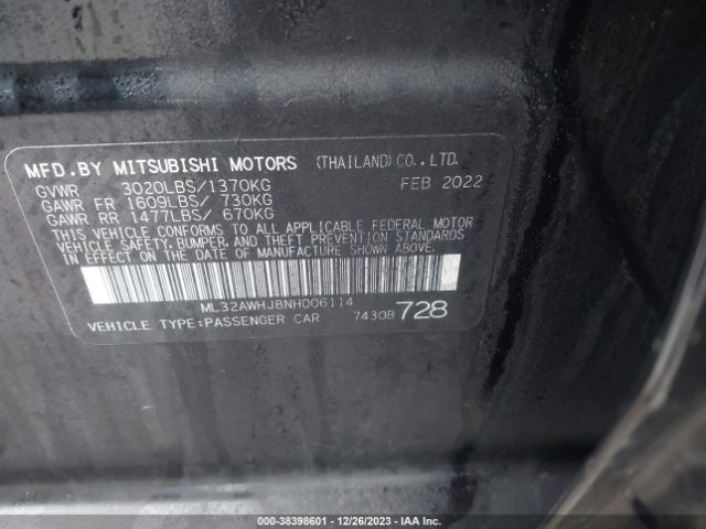 Photo 8 VIN: ML32AWHJ8NH006114 - MITSUBISHI MIRAGE 