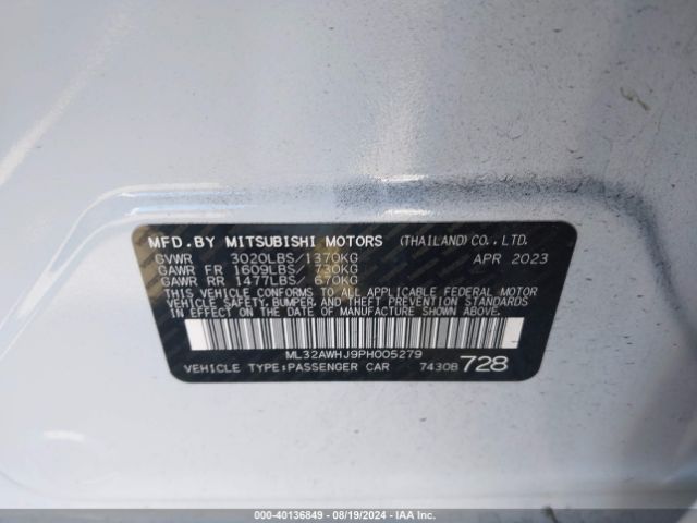 Photo 8 VIN: ML32AWHJ9PH005279 - MITSUBISHI MIRAGE 