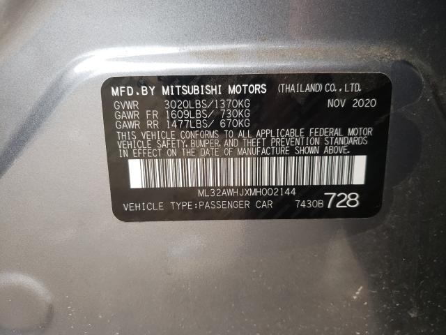 Photo 9 VIN: ML32AWHJXMH002144 - MITSUBISHI MIRAGE SE 