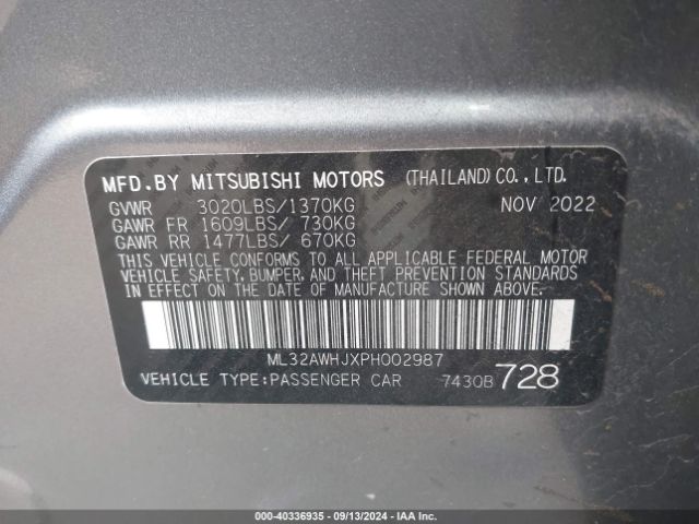 Photo 8 VIN: ML32AWHJXPH002987 - MITSUBISHI MIRAGE 