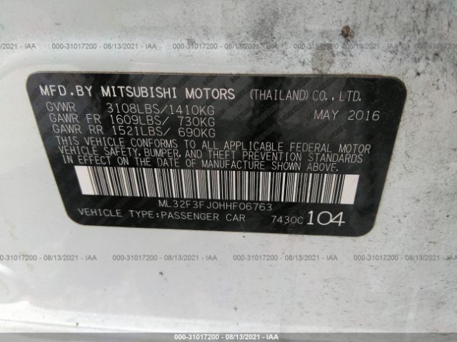 Photo 8 VIN: ML32F3FJ0HHF06763 - MITSUBISHI MIRAGE G4 