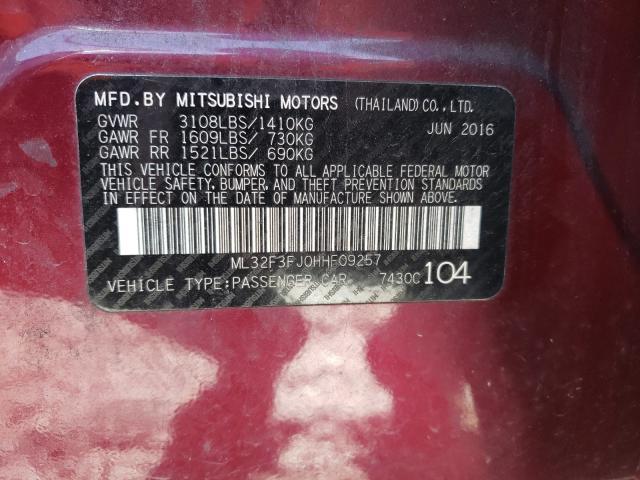 Photo 9 VIN: ML32F3FJ0HHF09257 - MITSUBISHI MIRAGE G4 