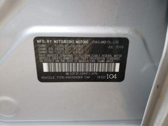 Photo 9 VIN: ML32F3FJ0HHF11476 - MITSUBISHI MIRAGE G4 