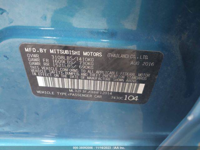 Photo 8 VIN: ML32F3FJ0HHF12014 - MITSUBISHI MIRAGE G4 