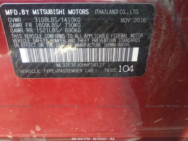 Photo 8 VIN: ML32F3FJ0HHF16127 - MITSUBISHI MIRAGE G4 