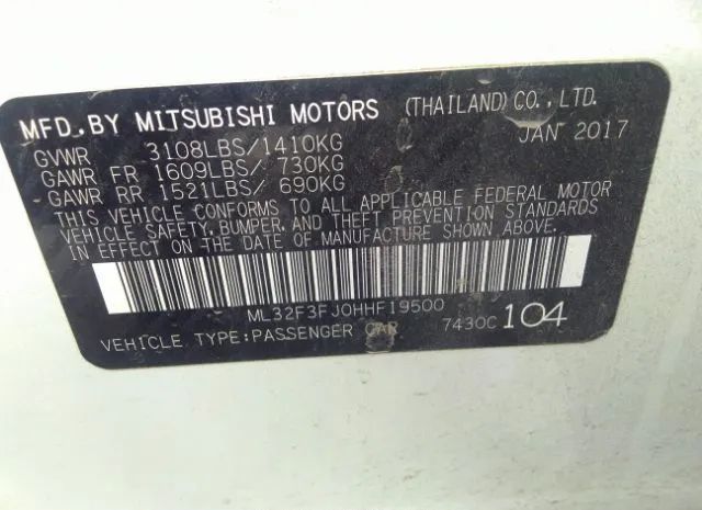 Photo 8 VIN: ML32F3FJ0HHF19500 - MITSUBISHI MIRAGE G4 