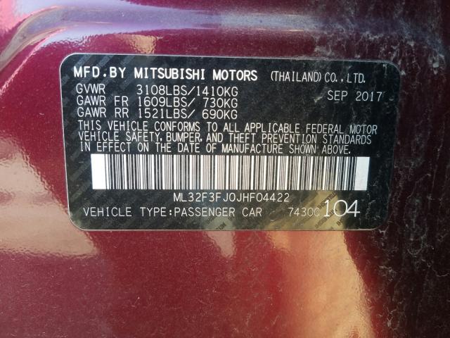 Photo 9 VIN: ML32F3FJ0JHF04422 - MITSUBISHI MIRAGE G4 