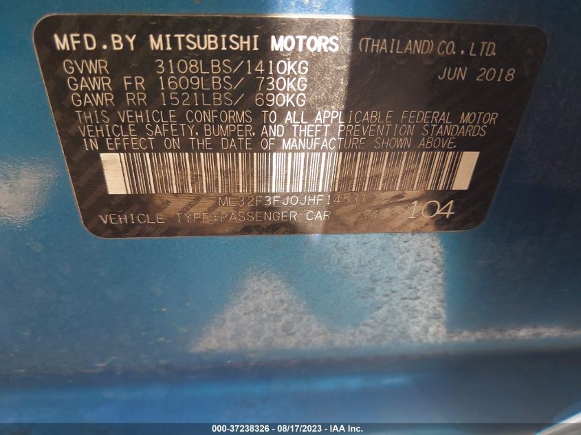 Photo 8 VIN: ML32F3FJ0JHF14531 - MITSUBISHI MIRAGE 