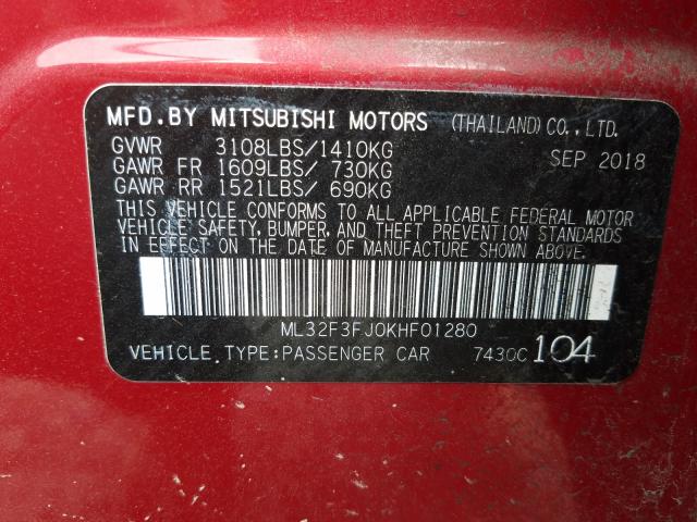 Photo 9 VIN: ML32F3FJ0KHF01280 - MITSUBISHI MIRAGE G4 