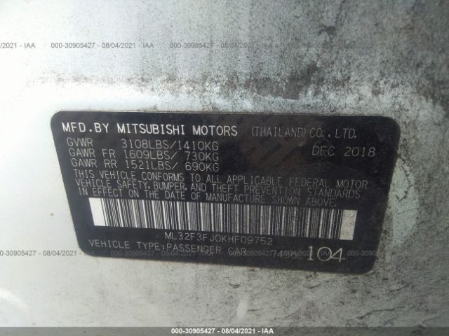 Photo 8 VIN: ML32F3FJ0KHF09752 - MITSUBISHI MIRAGE G4 