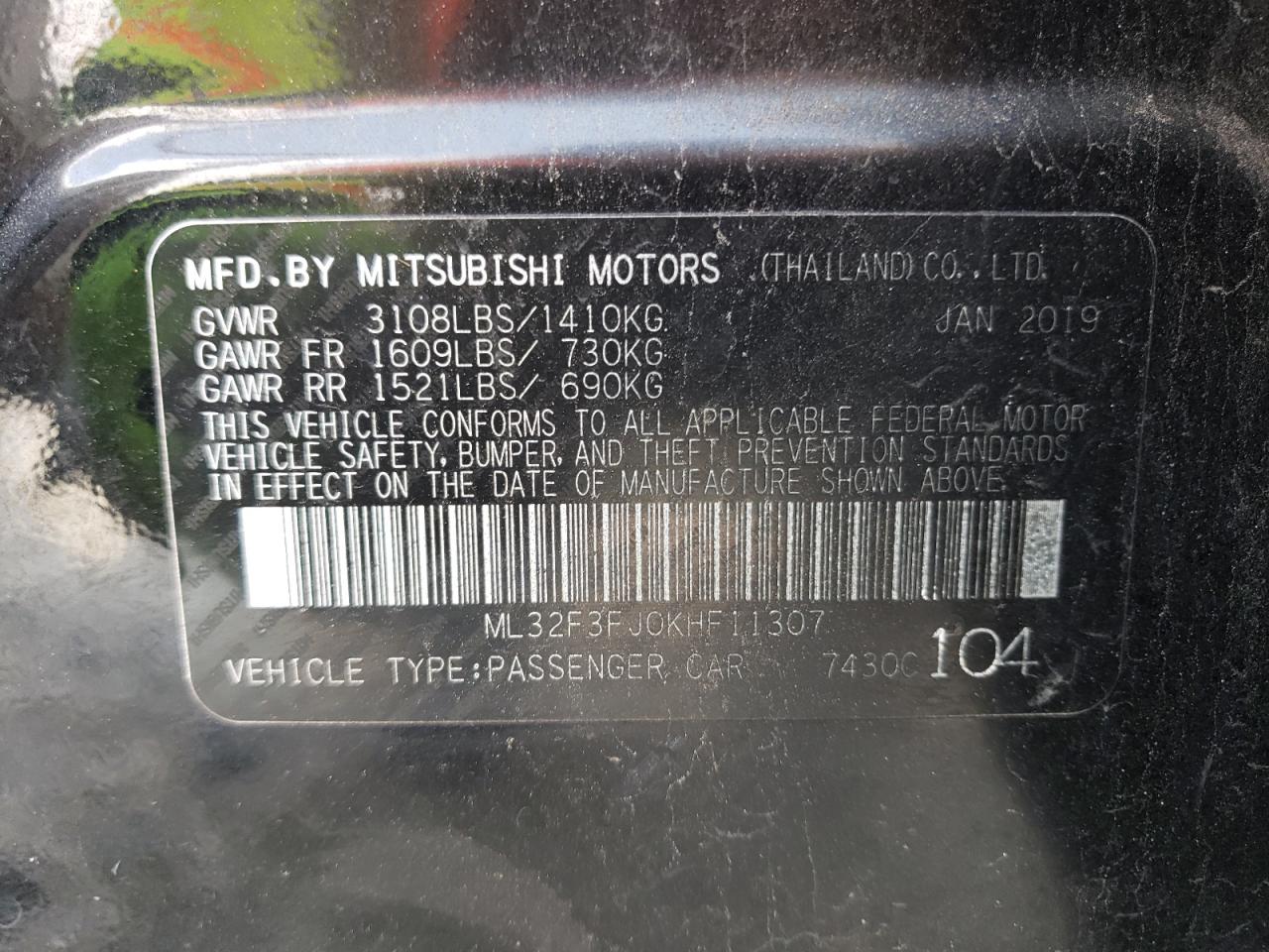 Photo 11 VIN: ML32F3FJ0KHF11307 - MITSUBISHI MIRAGE 