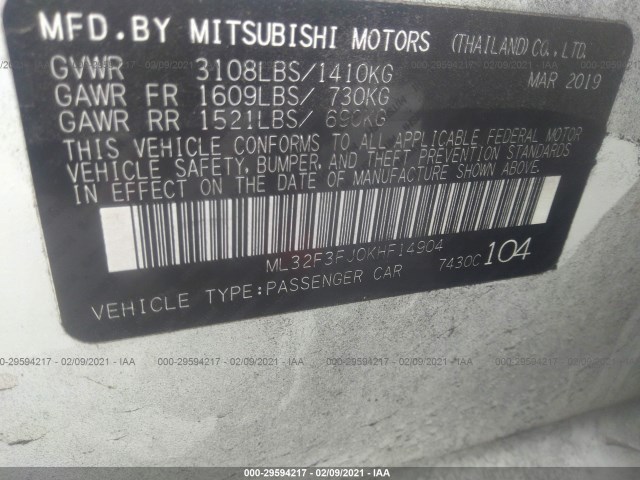 Photo 8 VIN: ML32F3FJ0KHF14904 - MITSUBISHI MIRAGE G4 