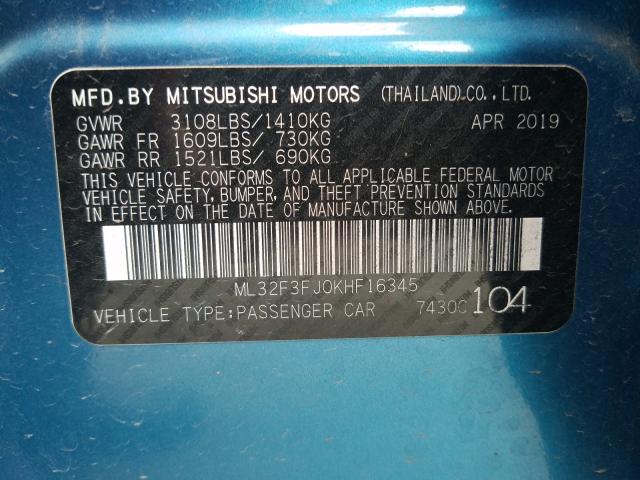 Photo 9 VIN: ML32F3FJ0KHF16345 - MITSUBISHI MIRAGE G4 