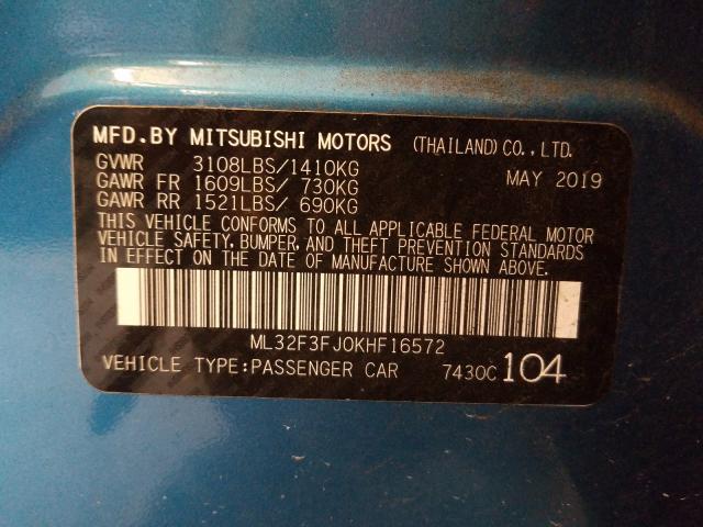 Photo 9 VIN: ML32F3FJ0KHF16572 - MITSUBISHI MIRAGE G4 