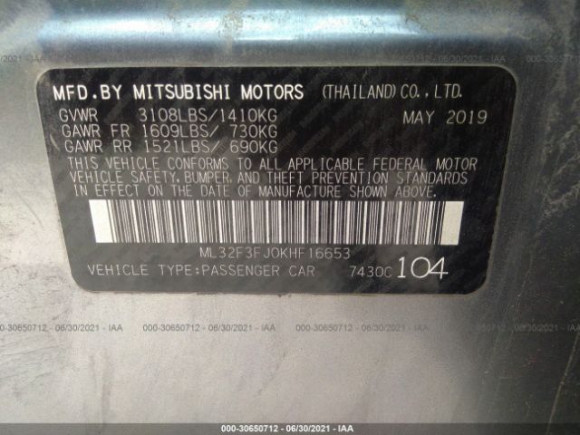 Photo 8 VIN: ML32F3FJ0KHF16653 - MITSUBISHI MIRAGE G4 