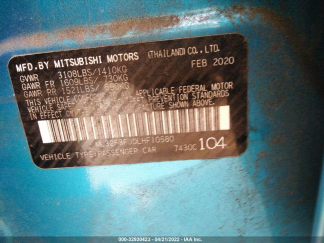 Photo 8 VIN: ML32F3FJ0LHF10580 - MITSUBISHI MIRAGE G4 