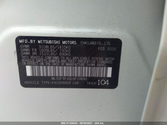 Photo 8 VIN: ML32F3FJ0LHF10692 - MITSUBISHI MIRAGE G4 