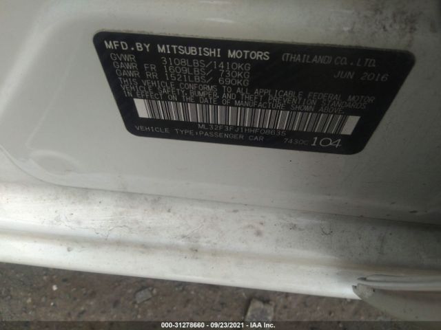 Photo 8 VIN: ML32F3FJ1HHF08635 - MITSUBISHI MIRAGE G4 