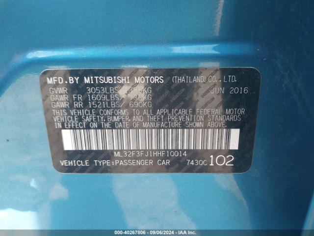 Photo 8 VIN: ML32F3FJ1HHF10014 - MITSUBISHI MIRAGE G4 