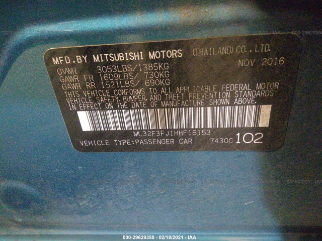 Photo 8 VIN: ML32F3FJ1HHF16153 - MITSUBISHI MIRAGE G4 