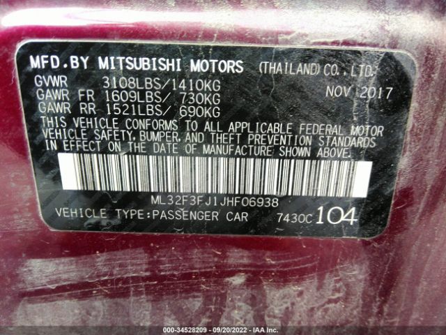 Photo 8 VIN: ML32F3FJ1JHF06938 - MITSUBISHI MIRAGE G4 