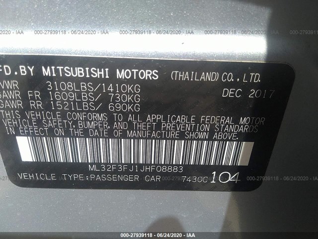 Photo 8 VIN: ML32F3FJ1JHF08883 - MITSUBISHI MIRAGE G4 