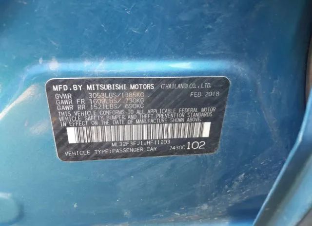 Photo 8 VIN: ML32F3FJ1JHF11203 - MITSUBISHI MIRAGE 