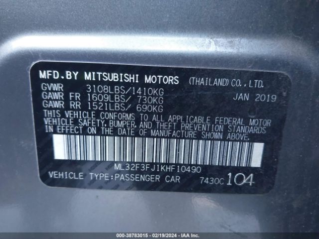 Photo 8 VIN: ML32F3FJ1KHF10490 - MITSUBISHI MIRAGE G4 