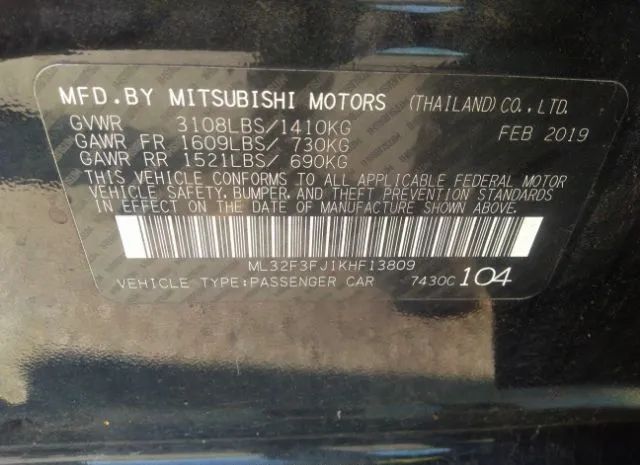 Photo 8 VIN: ML32F3FJ1KHF13809 - MITSUBISHI MIRAGE G4 