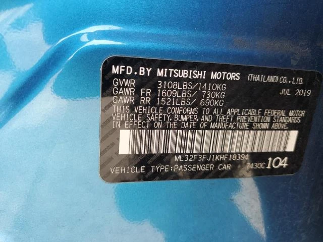 Photo 11 VIN: ML32F3FJ1KHF18394 - MITSUBISHI MIRAGE G4 