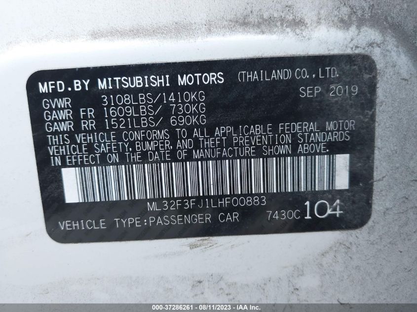 Photo 8 VIN: ML32F3FJ1LHF00883 - MITSUBISHI MIRAGE 